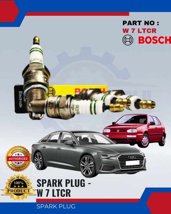 Spark Plug (4 Pieces)-Volkswagen Golf III-Audi A6-Nissan AD-BOSCH-W 7 LTCR Spark Plug & Plug Cables image