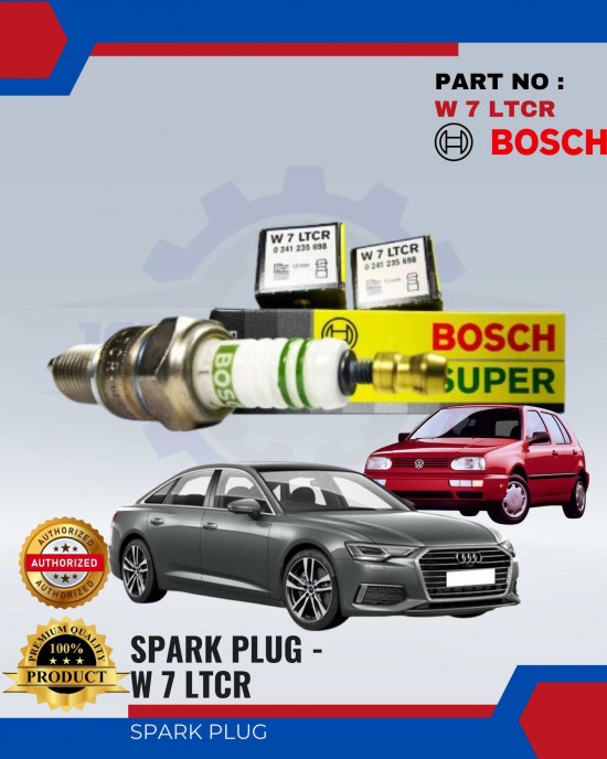 Spark Plug (4 Pieces)-Volkswagen Golf III-Audi A6-Nissan AD-BOSCH-W 7 LTCR Spark Plug & Plug Cables image