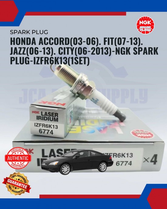 Showing image for Honda Accord (03-06). Fit (07-13). Jazz (06-13). City (06-2013)-NGK Spark Plug-IZFR6K13(1SET) Honda Accord (03-06). Fit (07-13). Jazz (06-13). City (06-2013)-NGK Spark Plug-IZFR6K13(1SET) Spark Plug image