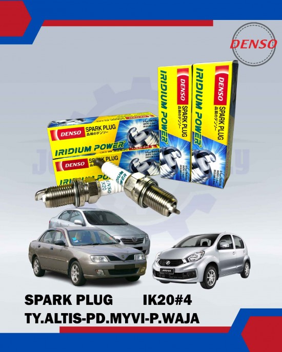 Toyota Vios Iridium Spark Plug - Denso - IK20#4 (5304#4) Spark Plug & Plug Cables image