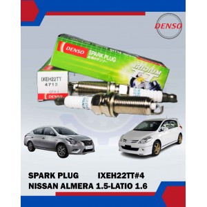 Iridium Spark Plug Set (4pcs)-Nissan Almera-Latio-Proton-Perodua-Subaru-Mazda-Honda-DENSO-IXEH22TT#4/4712#4