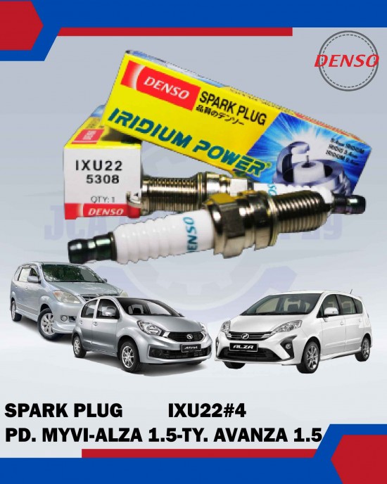 Perodua Myvi - Alza - Toyota Avanza - Rush Spark Plug - Denso - IXU22#4 (5308#4) Spark Plug & Plug Cables image