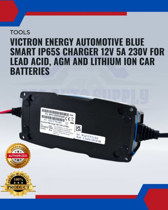 Showing image for Victron Energy Automotive Blue Smart IP65s Charger 12V 5A 230V for Lead Acid, AGM and Lithium Ion Car Batteries Victron Energy Automotive Blue Smart IP65s Charger 12V 5A 230V for Lead Acid, AGM and Lithium Ion Car Batteries image