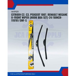 Front Wiper (Hook BBA Set)-Citroen C2. C3. Peugeot 1007. Renault Megane II-24/18 Inch-119761/SWF-S