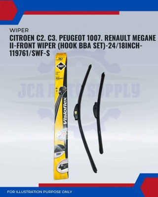 Front Wiper (Hook BBA Set)-Citroen C2. C3. Peugeot 1007. Renault Megane II-24/18 Inch-119761/SWF-S