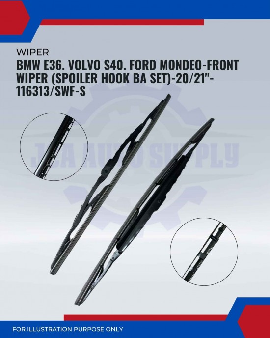 Front Wiper (Spoiler Hook BA Set)-BMW E36. Volvo S40. Ford Mondeo-20/21inch-116313/SWF-S
