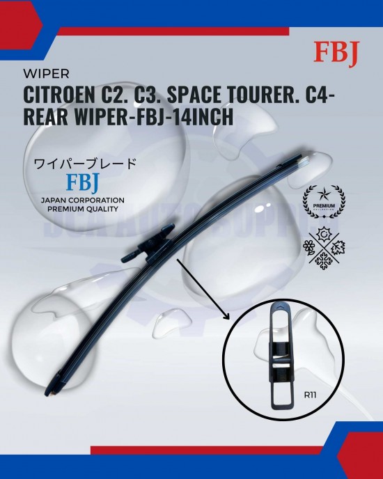 Showing image for Citroen C2. C3. Space Tourer. C4-Rear Wiper-FBJ-14inch Citroen C2. C3. Space Tourer. C4-Rear Wiper-FBJ-14inch WIPER-WIPER TANK MOTOR-WIPER NOZZLE image