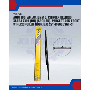 Front Wiper (Spoiler Hook BA)-Audi 100. A6. A8. BMW 3. Citroen Belingo. XSara. ZX19(RH)(Spoiler). Peugeot 22. 405-22inch-116606/SWF-S