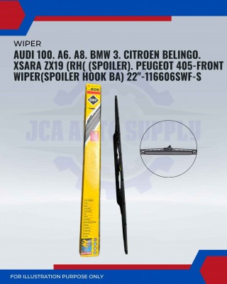 Front Wiper (Spoiler Hook BA)-Audi 100. A6. A8. BMW 3. Citroen Belingo. XSara. ZX19(RH)(Spoiler). Peugeot 22. 405-22inch-116606/SWF-S