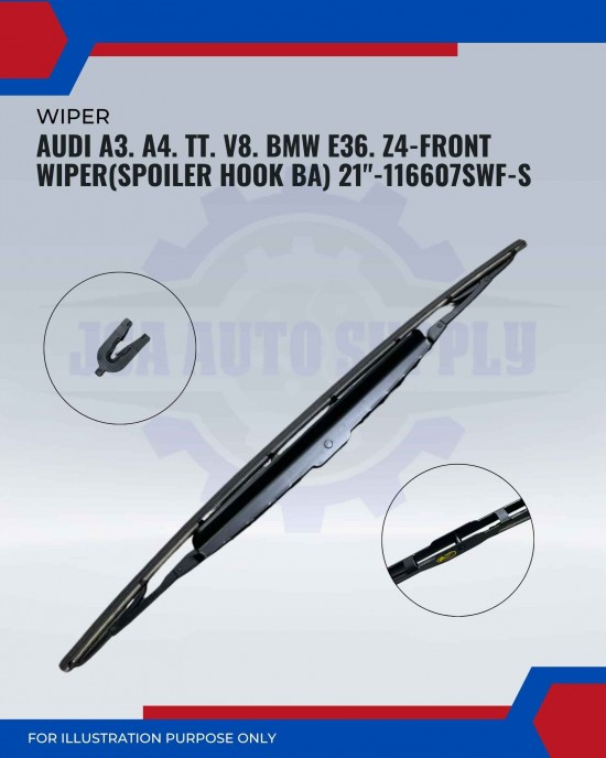 Front Wiper (Spoiler Hook BA)-Audi A3. A4. TT. BMW E36. Z4-21inch-116607S/SWF-S