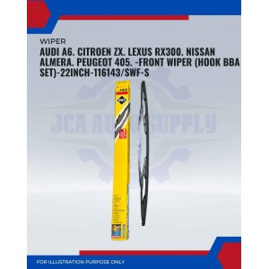 Front Wiper (Hook BA)-Audi A6. Citroen ZX. Lexus RX300. Nissan Almera. Peugeot 405-22 Inch-116143SWF-S