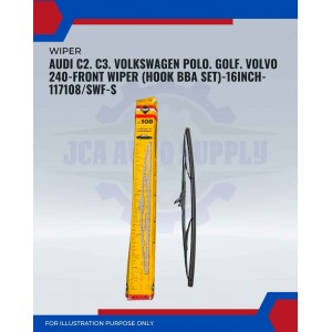 Front Wiper (Hook BA)-Audi C2. C3. Volkswagen Polo. Golf. Volvo 240-16 Inch-117108/SWF-S