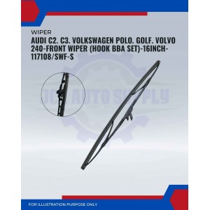 Front Wiper (Hook BA)-Audi C2. C3. Volkswagen Polo. Golf. Volvo 240-16 Inch-117108/SWF-S Front Wiper (Hook BA)-Audi C2. C3. Volkswagen Polo. Golf. Volvo 240-16 Inch-117108/SWF-S