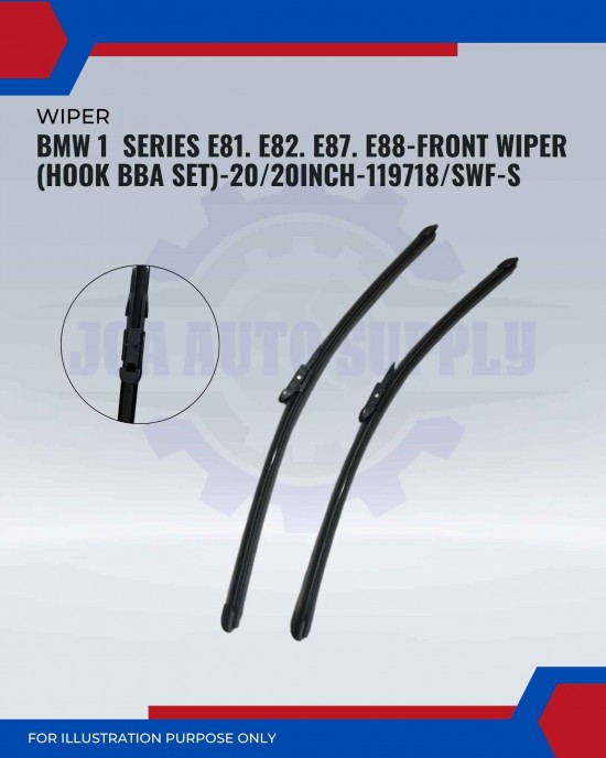 Front Wiper (Hook BBA Set)-BMW 1 Series E81. E82. E87. E88-20/20 Inch-119718/SWF-S Front Wiper (Hook BBA Set)-BMW 1 Series E81. E82. E87. E88-20/20 Inch-119718/SWF-S