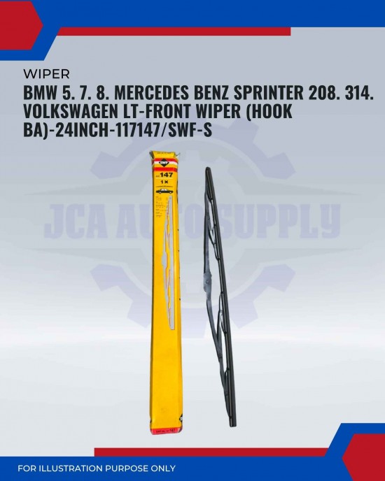 Front Wiper (Hook BA)-BMW 5. 7. 8- Mercedes Benz Sprinter 208. 314. Volkswagen LT-24 Inch-117147SWF-S Front Wiper (Hook BA)-BMW 5. 7. 8- Mercedes Benz Sprinter 208. 314. Volkswagen LT-24 Inch-117147SWF-S