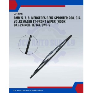 Front Wiper (Hook BA)-BMW 5. 7. 8- Mercedes Benz Sprinter 208. 314. Volkswagen LT-24 Inch-117147SWF-S