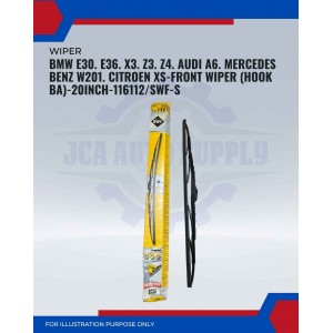 Front Wiper (Hook BA)-BMW E30. E36. X3. Z3. Z4. Audi A6. Mercedes Benz W201. Citroen XS-20 Inch-116112SWF-S