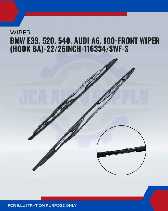 Front Wiper (Hook BA)-BMW E39. 520. Audi A6. 100-22/26 Inch-116334SWF-S