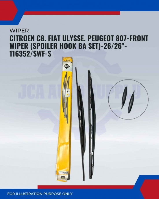 Front Wiper (Spoiler Hook BA Set)-Citroen C8. Fiat Ulysse. Peugeot 807-26/26inch-116352/SWF-S