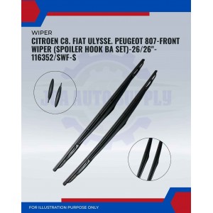 Front Wiper (Spoiler Hook BA Set)-Citroen C8. Fiat Ulysse. Peugeot 807-26/26inch-116352/SWF-S Front Wiper (Spoiler Hook BA Set)-Citroen C8. Fiat Ulysse. Peugeot 807-26/26inch-116352/SWF-S