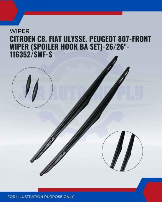 Front Wiper (Spoiler Hook BA Set)-Citroen C8. Fiat Ulysse. Peugeot 807-26/26inch-116352/SWF-S