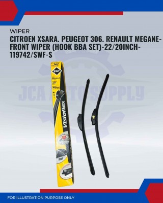 Front Wiper (Hook BBA Set)-Citroen XSara. Peugeot 306. Renault Megane-22/20 Inch-119742/SWF-S
