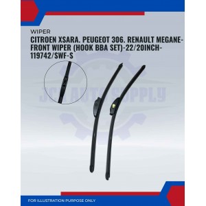 Front Wiper (Hook BBA Set)-Citroen XSara. Peugeot 306. Renault Megane-22/20 Inch-119742/SWF-S Front Wiper (Hook BBA Set)-Citroen XSara. Peugeot 306. Renault Megane-22/20 Inch-119742/SWF-S