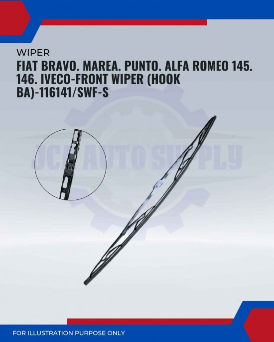 Front Wiper (Hook BA)-Fiat Bravo. Marea. Punto. Alfa Romeo 145. 146. Iveco-23 Inch-116141SWF-S Front Wiper (Hook BA)-Fiat Bravo. Marea. Punto. Alfa Romeo 145. 146. Iveco-23 Inch-116141SWF-S