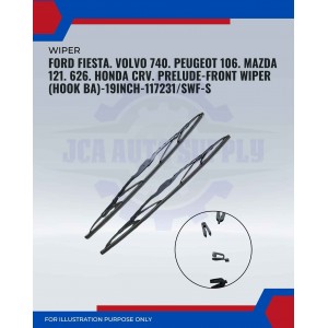 Front Wiper (Hook BA)-Ford Fiesta. Volvo 740. Peugeot 106. Mazda 121. 626. Honda CRV. Prelude-19 Inch-117231SWF-S
