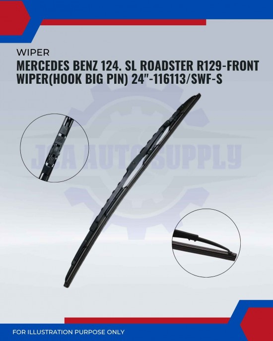 Front Wiper (Hook Big Pin)-Mercedes Benz 124 SL Roadster R129-24inch-116113/SWF-S