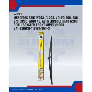 Front Wiper (Hook BA)-Mercedes Benz W203. CL203. Volvo S60. S80. V70. XC90. Audi A6. A8. Porsche 911. Boxster-22 Inch-116191SWF-S