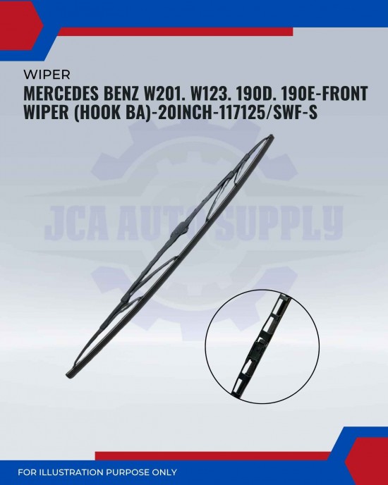 Front Wiper (Hook BA)-Mercedes Benz W201. W123. 190D. 190E-20 Inch-117125SWF-S