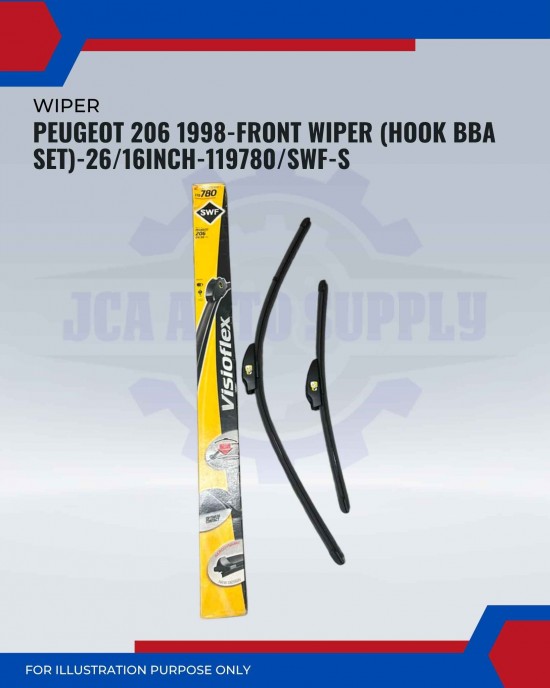 Front Wiper (Hook BBA Set)-Peugeot 206 1998-26/16 Inch-119780/SWF-S