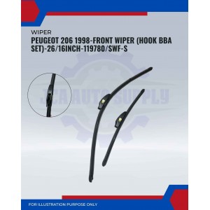 Front Wiper (Hook BBA Set)-Peugeot 206 1998-26/16 Inch-119780/SWF-S Front Wiper (Hook BBA Set)-Peugeot 206 1998-26/16 Inch-119780/SWF-S
