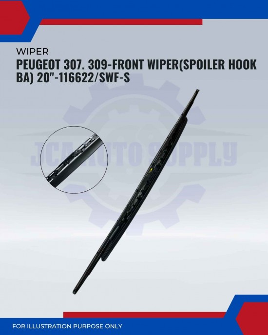 Front Wiper (Spoiler Hook BA)-Peugeot 307. SW 309-28inch-117622/SWF-S
