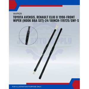 Front Wiper (Hook BBA Set)-Toyota Avensis. Renault Clio II 1998-24/18 Inch-119725/SWF-S