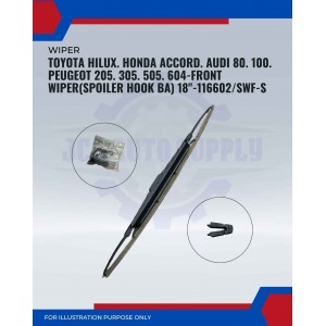 Front Wiper (Spoiler Hook BA)-Toyota Hilux. Honda Accord. Audi 80. 100. Peugeot 205. 305. 505. 604-18inch-117602/SWF-S Front Wiper (Spoiler Hook BA)-Toyota Hilux. Honda Accord. Audi 80. 100. Peugeot 205. 305. 505. 604-18inch-117602/SWF-S