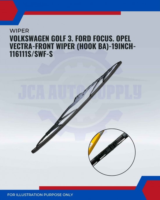 Front Wiper (Hook BA)-Volkswagen Golf 3. Ford Focus. Opel Vectra-19 Inch-116111SWF-S