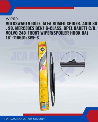 Front Wiper (Spoiler Hook BA)-Volkswagen Golf. Alfa Romeo Spider. Audi 80. 90. Mercedes Benz G-class. Opel Kadett C/D. Volvo 240-16inch-116601/SWF-S