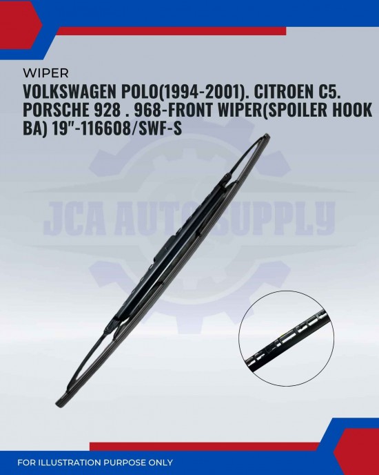 Front Wiper (Spoiler Hook BA)-Volkswagen Polo. Citroen C5. Porsche 928. 968-19inch-116608/SWF-S Front Wiper (Spoiler Hook BA)-Volkswagen Polo. Citroen C5. Porsche 928. 968-19inch-116608/SWF-S