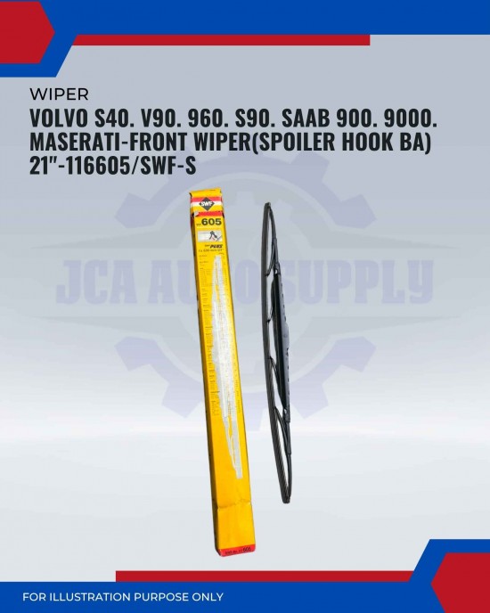 Front Wiper (Spoiler Hook BA)-Volvo S40. V90. 960. S90. SAAB 900. 9000. Maserati-21inch-117605/SWF-S