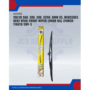 Front Wiper (Hook BA)-Volvo S60. S80. S90. XC90. BMW X5. Mercedes Benz W168-24 Inch-116619SWF-S