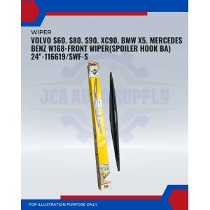 Front Wiper (Spoiler Hook BA)-Volvo S60. S80. S90. XC90. BMW X5. Mercedes Benz W168-24inch-116619/SWF-S