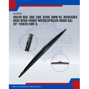 Front Wiper (Spoiler Hook BA)-Volvo S60. S80. S90. XC90. BMW X5. Mercedes Benz W168-24inch-116619/SWF-S