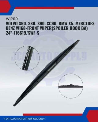 Front Wiper (Spoiler Hook BA)-Volvo S60. S80. S90. XC90. BMW X5. Mercedes Benz W168-24inch-116619/SWF-S