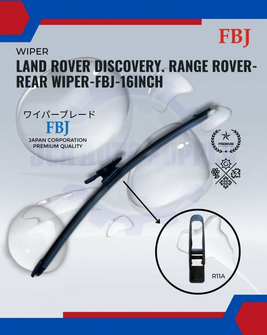 Showing image for Land Rover Discovery. Range Rover-Rear Wiper-FBJ-16inch Land Rover Discovery. Range Rover-Rear Wiper-FBJ-16inch WIPER-WIPER TANK MOTOR-WIPER NOZZLE image