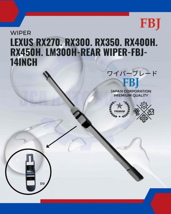 Lexus RX270. RX300. RX350. RX400H. RX450H. LM300H-Rear Wiper-FBJ-14inch Lexus RX270. RX300. RX350. RX400H. RX450H. LM300H-Rear Wiper-FBJ-14inch