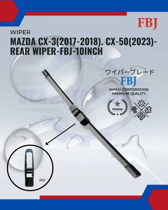 Showing image for Mazda CX3 (2017-2018). CX-50 (2023)-Rear Wiper-FBJ-10inch Mazda CX3 (2017-2018). CX-50 (2023)-Rear Wiper-FBJ-10inch WIPER-WIPER TANK MOTOR-WIPER NOZZLE image