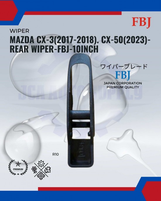 Showing image for Mazda CX3 (2017-2018). CX-50 (2023)-Rear Wiper-FBJ-10inch Mazda CX3 (2017-2018). CX-50 (2023)-Rear Wiper-FBJ-10inch WIPER-WIPER TANK MOTOR-WIPER NOZZLE image