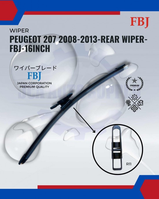 Showing image for Peugeot 207 2008-2013-Rear Wiper-FBJ-16inch Peugeot 207 2008-2013-Rear Wiper-FBJ-16inch WIPER-WIPER TANK MOTOR-WIPER NOZZLE image